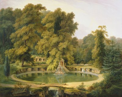 Temple, Fountain and Cave in Sezincote Park by Thomas Daniell