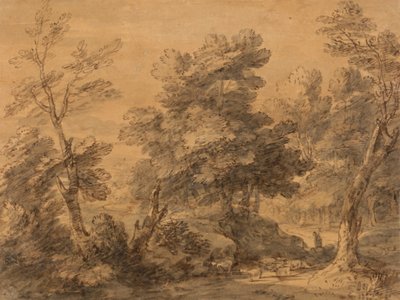 Wooded Landscape with Shepherd and Sheep by Thomas Gainsborough