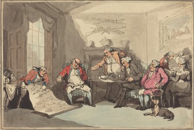 A Militia Meeting by Thomas Rowlandson