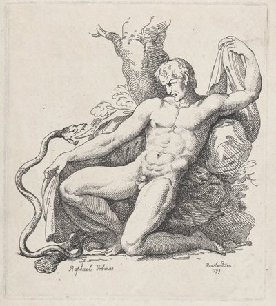 Serpent Attacking a Naked Man by Thomas Rowlandson