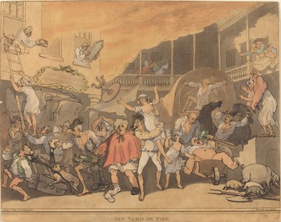 The Inn Yard on Fire by Thomas Rowlandson