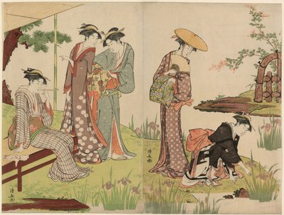 By an Iris Pond by Torii Kiyonaga