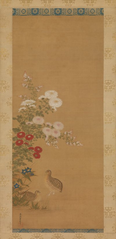 Quail and Autumn Flowers by Tosa Mitsuoki