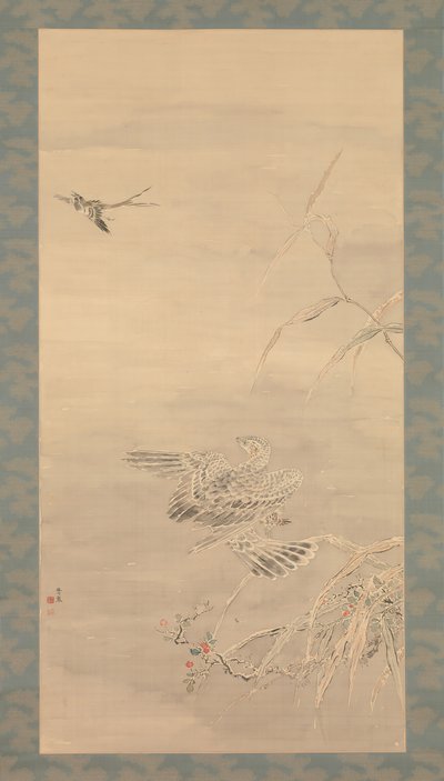 Hawk Grasping a Small Bird by Tsubaki Chinzan