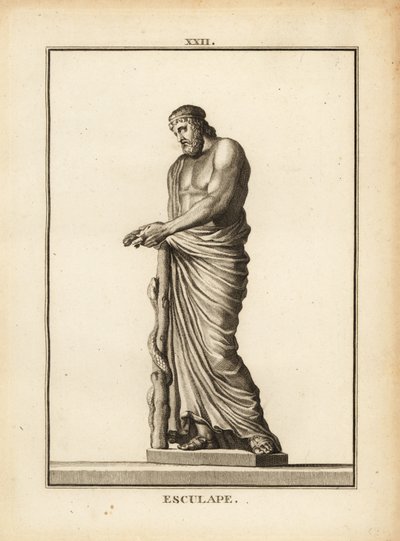 Asclepius, Greek god of medicine with serpent-entwined staff by Unbekannt