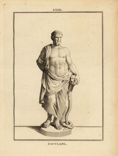 Asclepius, Greek god of medicine with serpent-entwined staff by Unbekannt