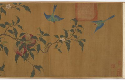 Birds among peach branches by Unbekannt