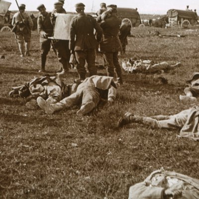 Burying Bodies, Sainte-Marie-à-Py, Northern France by Unbekannt