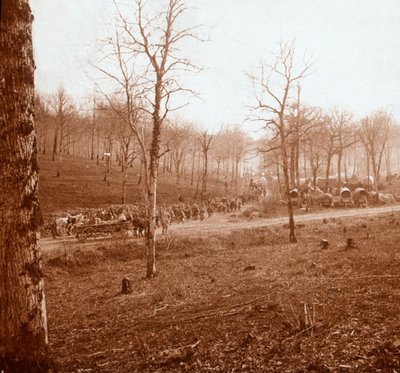 Column of Troops, Genicourt, Northern France, c1914-c1918 by Unbekannt