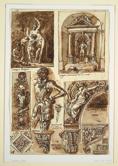 Sheets of Studies after Bolognese Monuments, 1811–14 by Unbekannt