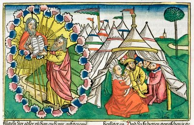 Moses Receiving the Ten Commandments by Unbekannt