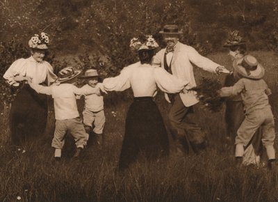 Family playing games in a field, 1937 by Unbekannt