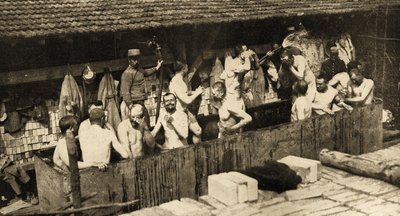 French Soldiers washing in a bathhouse by Unbekannt