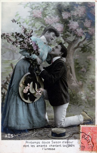 French Romantic Postcard by Unbekannt