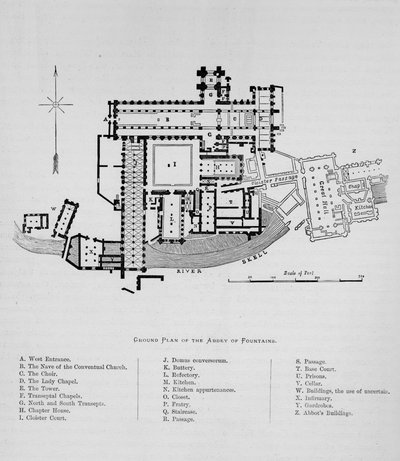 Ground Plan of Abbey of Fountains, Fountains Abbey by Unbekannt