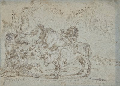 Horse, Bull, Lion, and Boar by Unbekannt