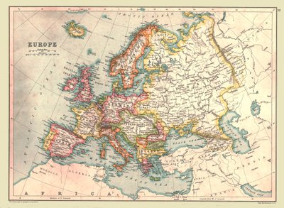 Map of Europe by Unbekannt