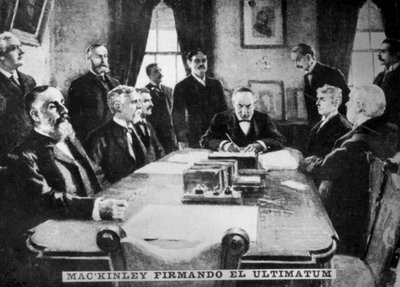 McKinley signs the ultimatum, 12th April 1898 by Unbekannt