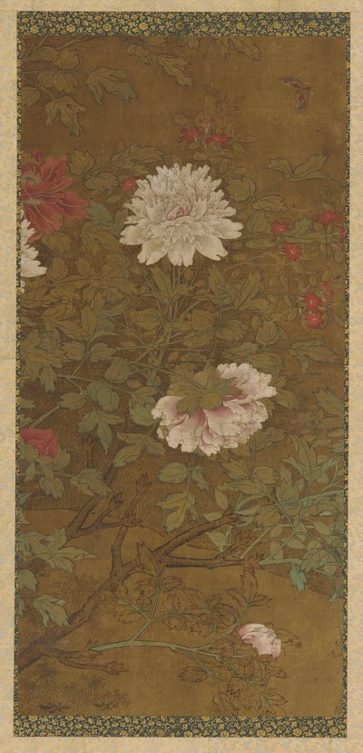 Peonies and Butterfly by Unbekannt