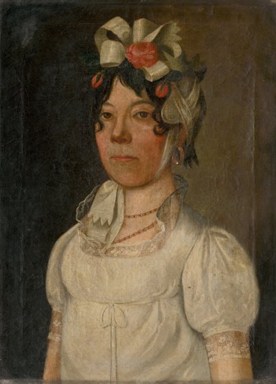 Portrait of a Young Woman in a White Dress by Unbekannt