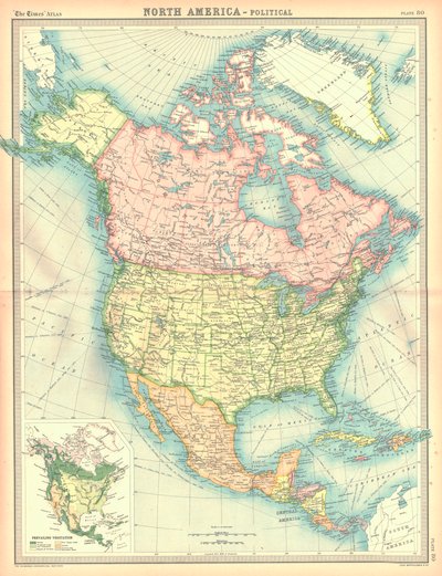 Political Map of North America by Unbekannt
