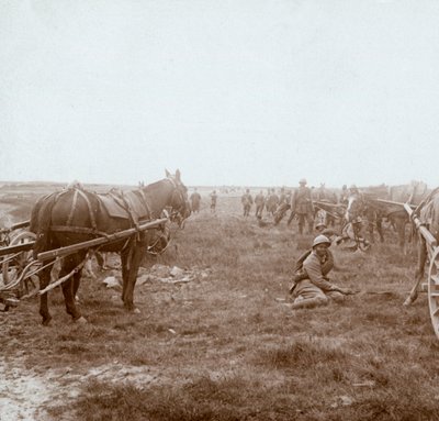 Soldiers and horse-drawn artillery, c1914-c1918 by Unbekannt