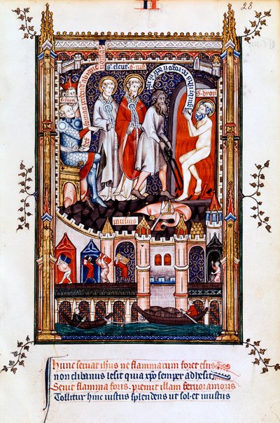 St Denis is Thrown into the Furnace, 1317 by Unbekannt