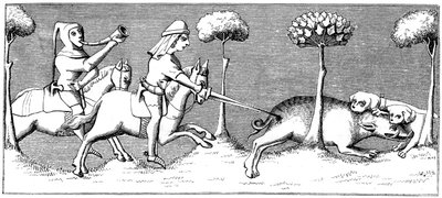 Wild Boar Hunting with Dogs by Unbekannt