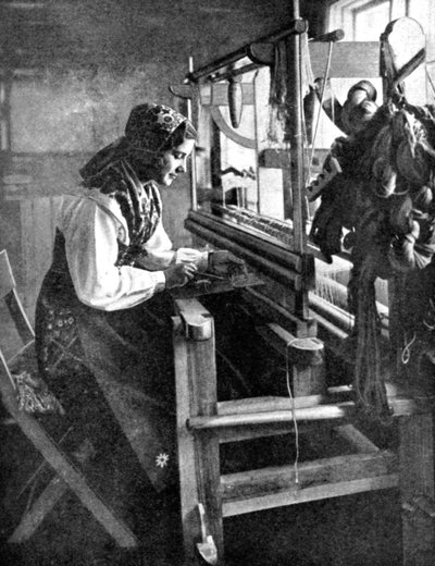 Woman using a loom, Sweden by Unbekannt