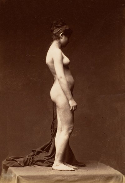 Young Woman, Nude, Full Figure in Profile by Unbekannt