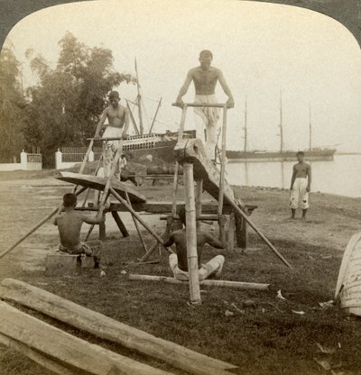 A Filipino Sawmill, Cebu, Philippines by Underwood and Underwood