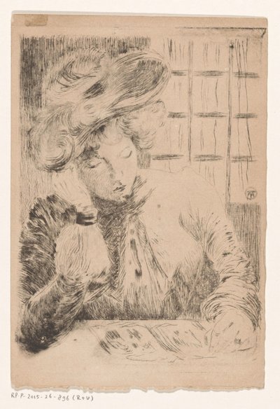 Woman Reading Behind a Table by Unknown