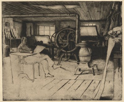 Untitled Interior with Printing Press by Unknown