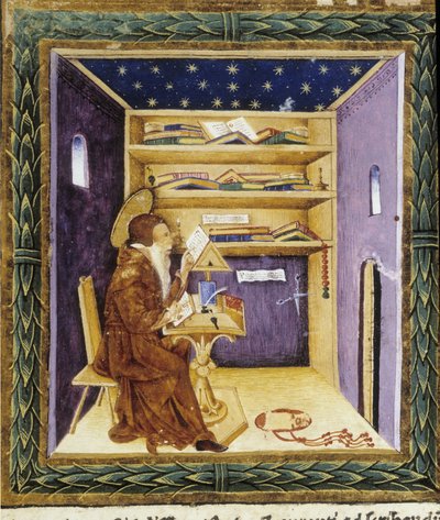 Saint Jerome at His Writing - Miniature by Unknown artist