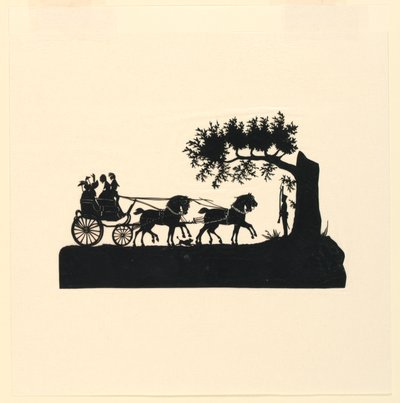 Carriage and Horses in Silhouette by Unknown artist