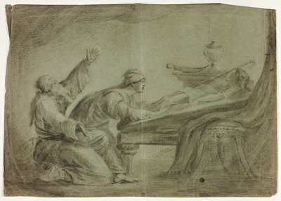 Couple in Antique Dress, Mourning Dead Son by Unknown artist