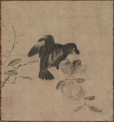 Crow on a Pomegranate by Unknown artist