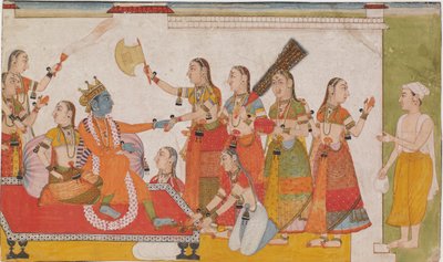 Krishna Welcoming Sudama, from a Bhagavata Purana by Unknown artist