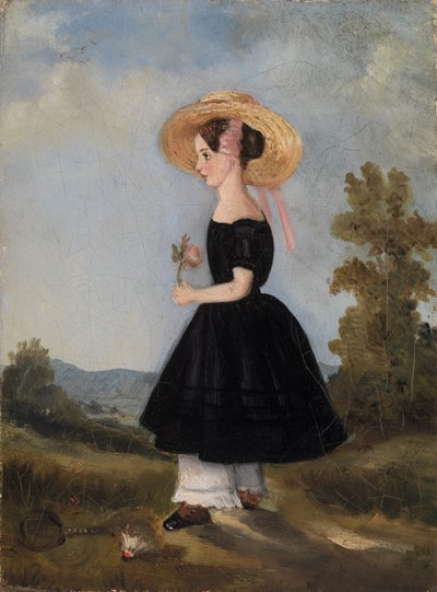 Peasant Girl with Hat in Landscape by Unknown artist