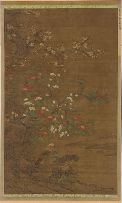 Plum Blossoms, Camellias, and Mandarin Ducks by Unknown artist