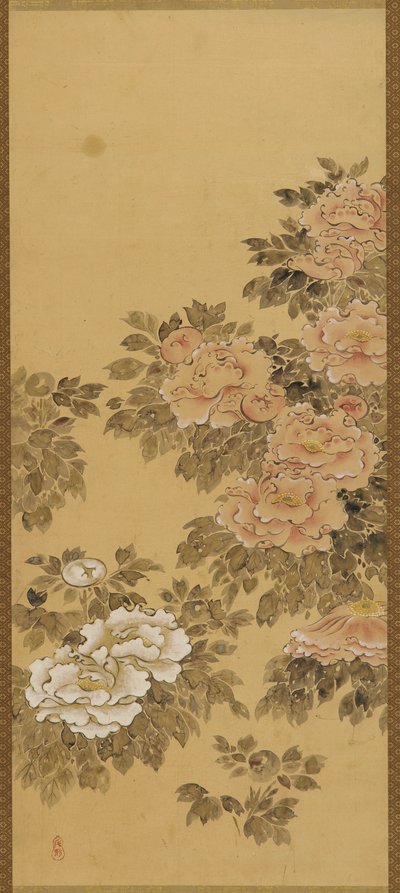 Red and White Peonies by Unknown artist