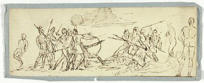 Sketch of Battle Scene (recto); Frigate (verso) by Unknown artist