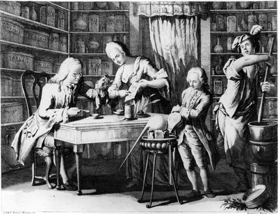 The Apothecary. 19th century engraving by Unknown artist