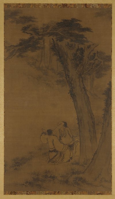 Two Figures on a Hillside Under Trees by Unknown artist