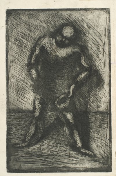 Man Squatting with Hat in Hand by Vilhelm Lundstrøm