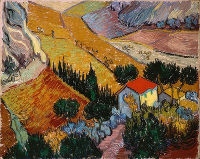 Landscape with House and Plowman. 1889 by Vincent van Gogh