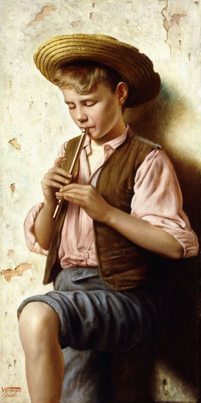 A Young Boy with a Flute by Vittorio Rignano