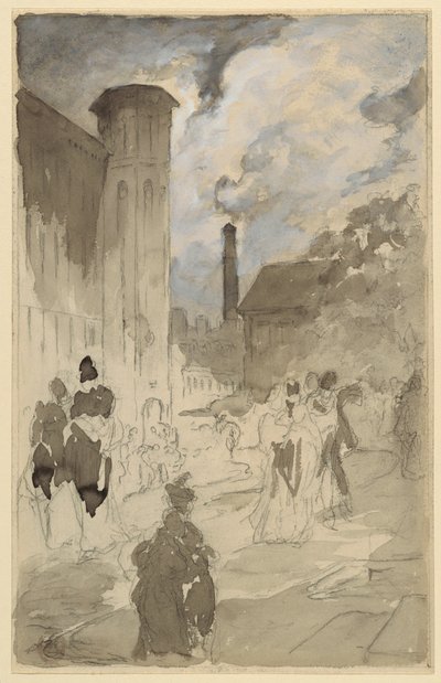 Town Square (Study for an Illustration) by Walter Shirlaw