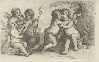 Christ, John, and Three Cherubs by Wenceslaus Hollar