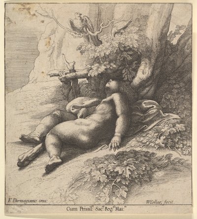 Infant Hercules Asleep by Wenceslaus Hollar
